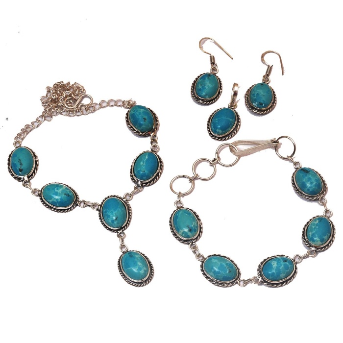 Larimar 925 Silver Plated Necklace Bracelet Pendant Earring Sets A-409 | Save 33% - Rajasthan Living 5