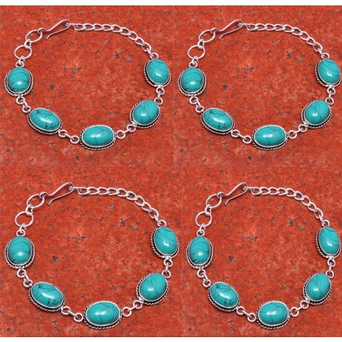 1pcs Turquoise Bracelet 925 Sterling Silver Plated Bracelet BA-10-114 | Save 33% - Rajasthan Living 5