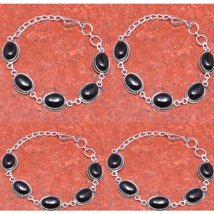 1pcs Black Onyx Bracelet 925 Sterling Silver Plated Bracelet BA-10-102 | Save 33% - Rajasthan Living 5