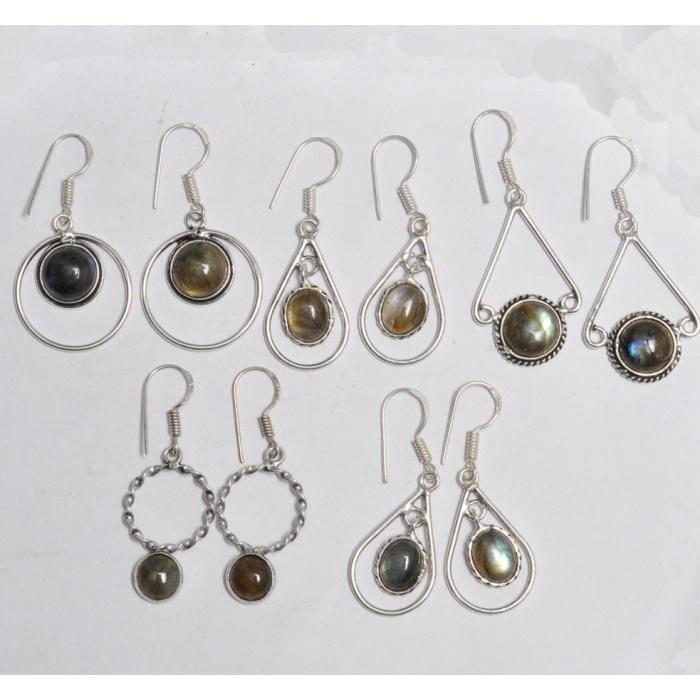 5 Pr Labradorite Earring Lots 925 Sterling Silver Plated Earring LE-17-514 | Save 33% - Rajasthan Living 5