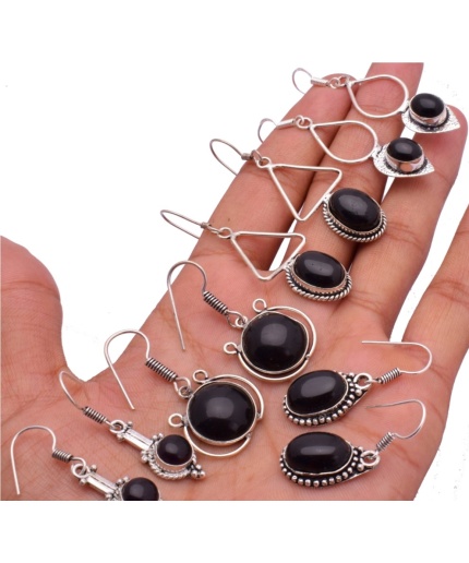 5 Pr Black Onyx Earring Lots 925 Sterling Silver Plated Earring LE-17-516 | Save 33% - Rajasthan Living