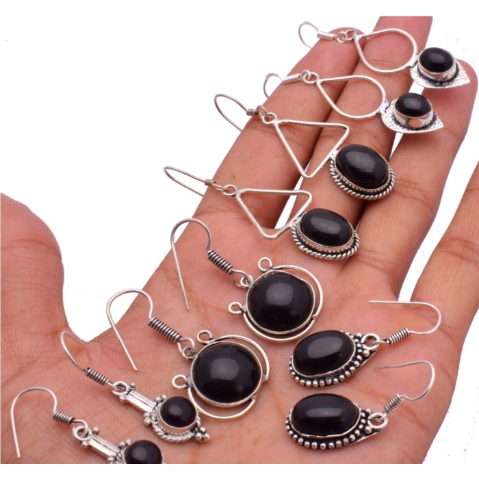 5 Pr Black Onyx Earring Lots 925 Sterling Silver Plated Earring LE-17-516 | Save 33% - Rajasthan Living 6