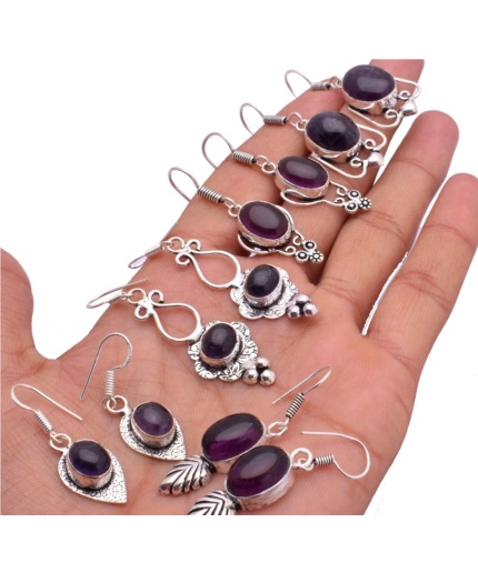 5 Pr Amethyst Earring Lots 925 Sterling Silver Plated Earring LE-17-519 | Save 33% - Rajasthan Living