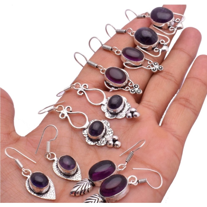 Amethyst 1 pair Wholesale Lots 925 Sterling Silver Plated Earrings Lot-17-179 | Save 33% - Rajasthan Living 5