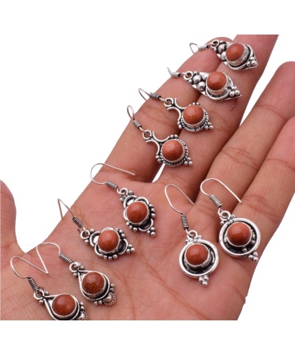 5 Pr Sunstone Earring Lots 925 Sterling Silver Plated Earring LE-17-524 | Save 33% - Rajasthan Living