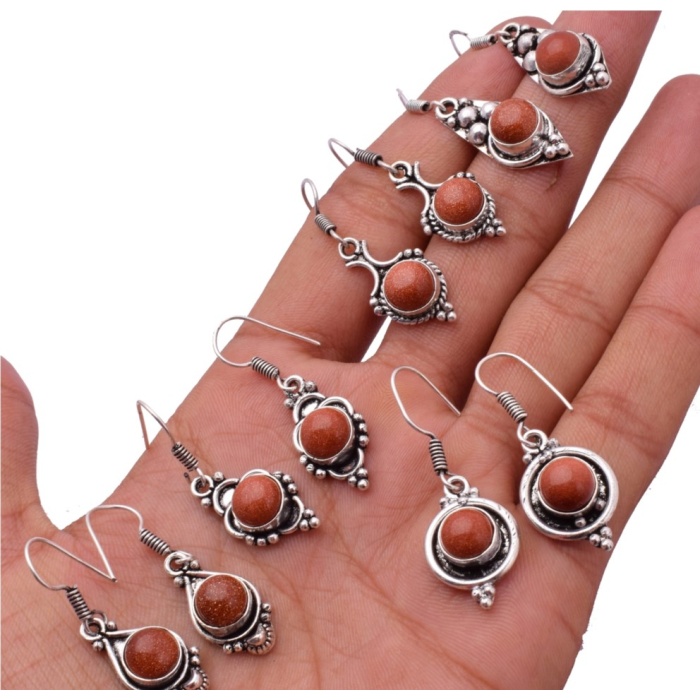 5 Pr Sunstone Earring Lots 925 Sterling Silver Plated Earring LE-17-524 | Save 33% - Rajasthan Living 5
