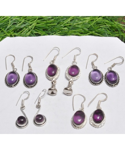 5 Pr Amethyst Earring Lots 925 Sterling Silver Plated Earring LE-17-543 | Save 33% - Rajasthan Living