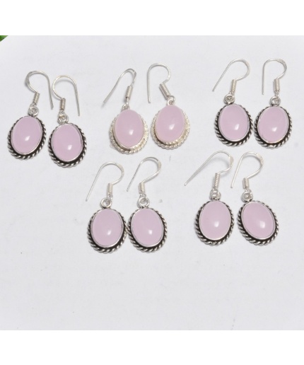 5 Pr Rose Quartz Earring Lots 925 Sterling Silver Plated Earring LE-17-545 | Save 33% - Rajasthan Living 5