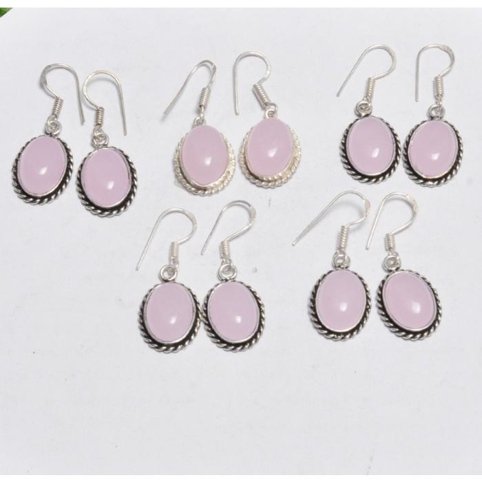 5 Pr Rose Quartz Earring Lots 925 Sterling Silver Plated Earring LE-17-545 | Save 33% - Rajasthan Living 5