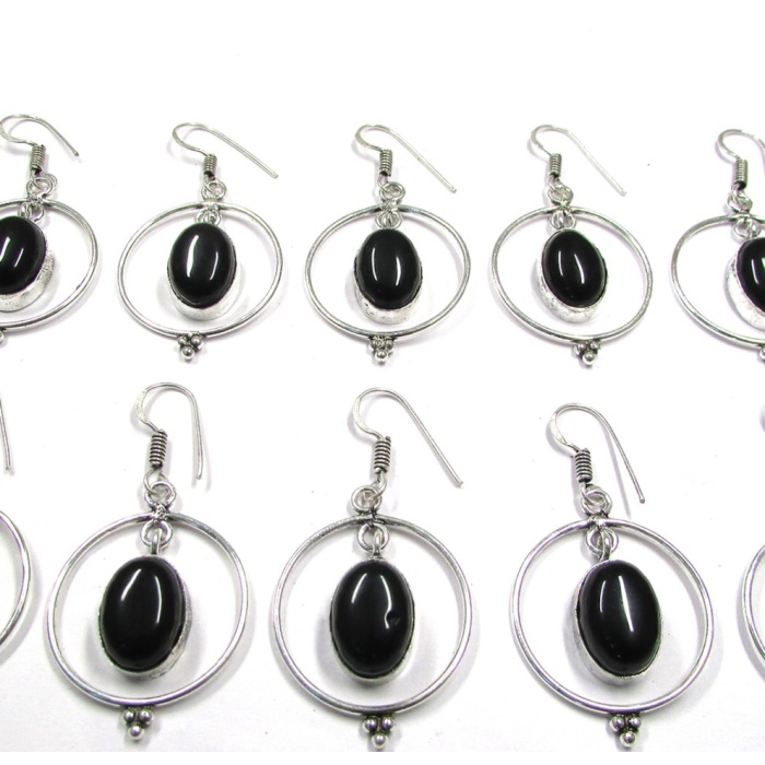 5 Pr Black Onyx Earring Lots 925 Sterling Silver Plated Earring LE-17-617 | Save 33% - Rajasthan Living 5