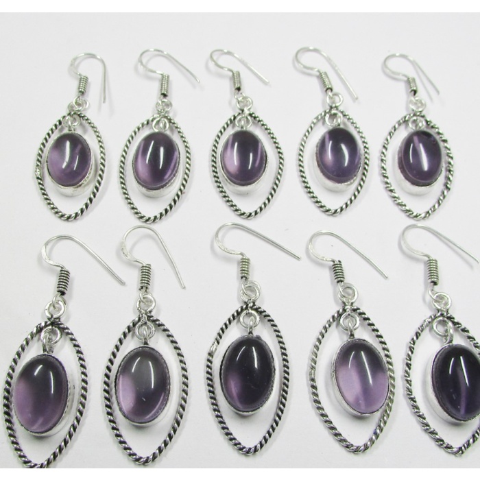 5 Pr Amethyst Earring Lots 925 Sterling Silver Plated Earring LE-17-623 | Save 33% - Rajasthan Living 5