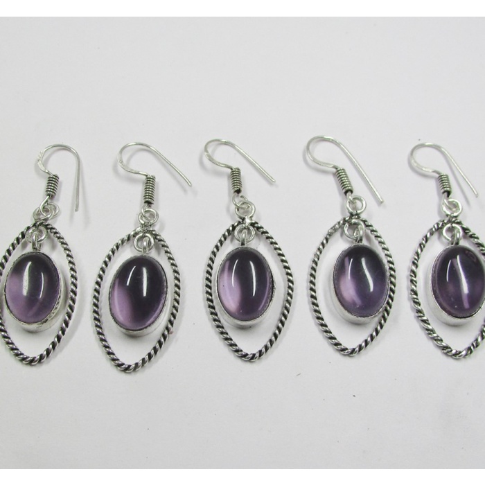 5 Pr Amethyst Earring Lots 925 Sterling Silver Plated Earring LE-17-624 | Save 33% - Rajasthan Living 5