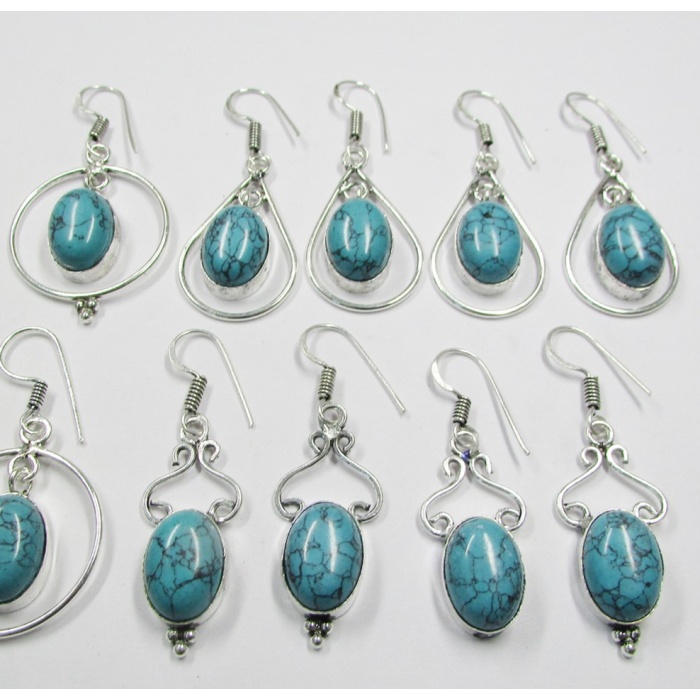 5 Pr Turquoise Earring Lots 925 Sterling Silver Plated Earring LE-17-625 | Save 33% - Rajasthan Living 6