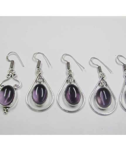5 Pr Amethyst Earring Lots 925 Sterling Silver Plated Earring LE-17-628 | Save 33% - Rajasthan Living
