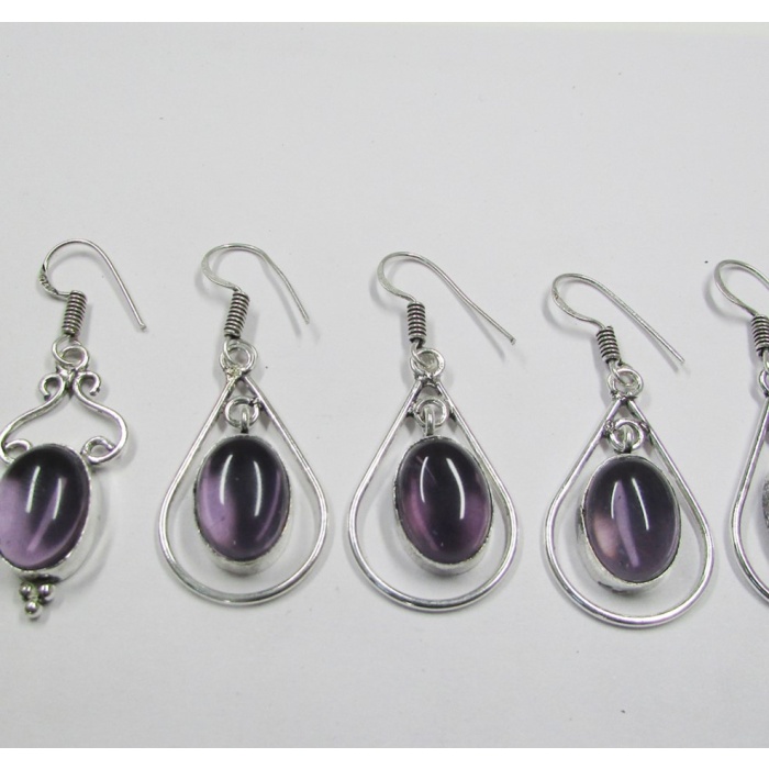 5 Pr Amethyst Earring Lots 925 Sterling Silver Plated Earring LE-17-628 | Save 33% - Rajasthan Living 5