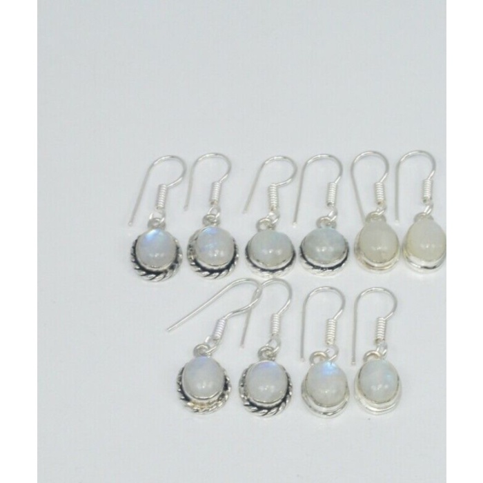5 Pr Rainbow Moonstone Earring Lots 925 Sterling Silver Plated Earring LE-17-650 | Save 33% - Rajasthan Living 5