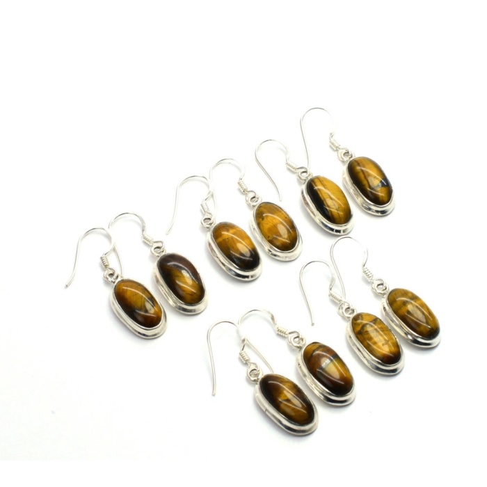 5 Pr Tiger Eye & Mix Earring Lots 925 Sterling Silver Plated Earring LE-17-655 | Save 33% - Rajasthan Living 5