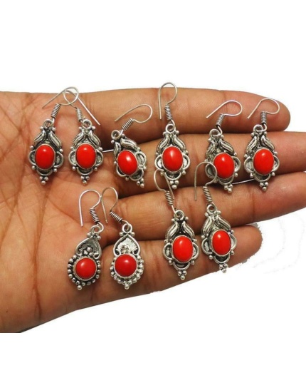 5 Pr Coral Earring Lots 925 Sterling Silver Plated Earring LE-17-664 | Save 33% - Rajasthan Living