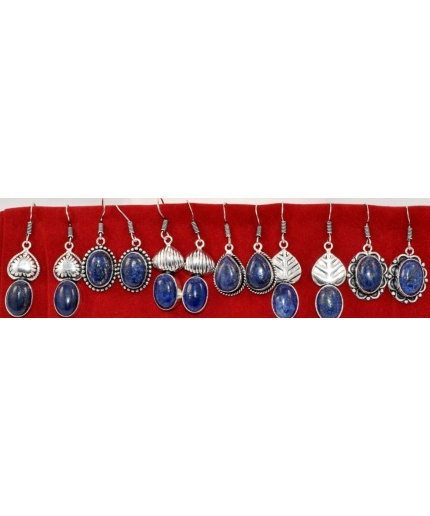 5 Pr Lapis Lazuli Earring Lots 925 Sterling Silver Plated Earring LE-17-668 | Save 33% - Rajasthan Living