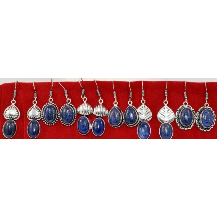 5 Pr Lapis Lazuli Earring Lots 925 Sterling Silver Plated Earring LE-17-668 | Save 33% - Rajasthan Living 5