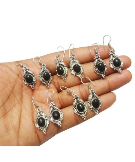 5 Pr Black Onyx Earring Lots 925 Sterling Silver Plated Earring LE-17-689 | Save 33% - Rajasthan Living