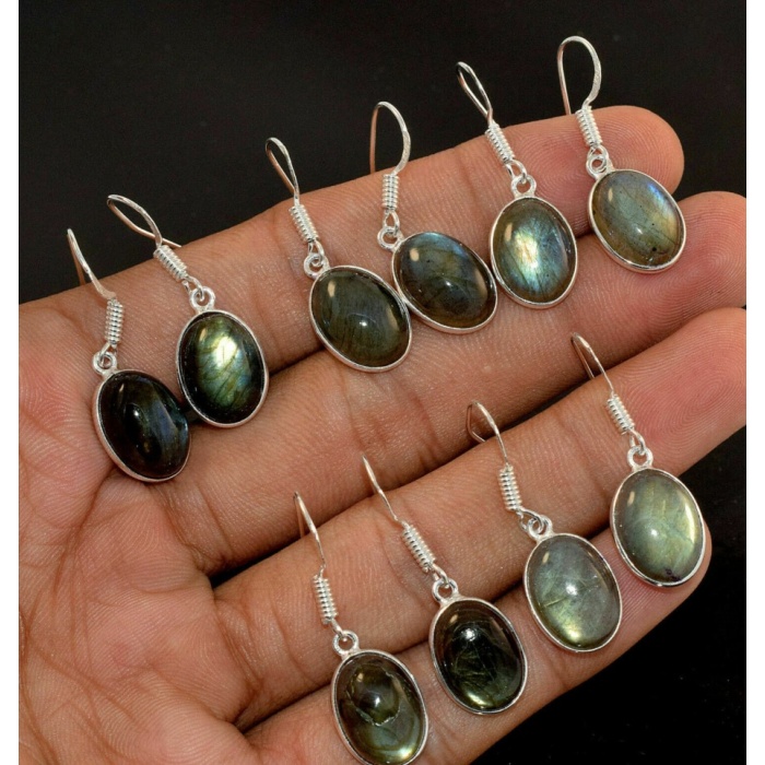 5 Pr Labradorite Earring Lots 925 Sterling Silver Plated Earring LE-17-746 | Save 33% - Rajasthan Living 5