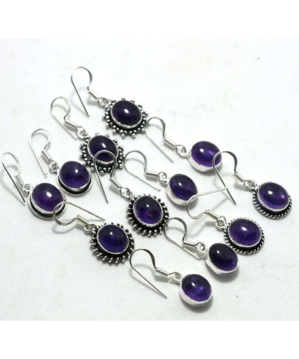 5 Pr Amethyst Earring Lots 925 Sterling Silver Plated Earring LE-17-751 | Save 33% - Rajasthan Living