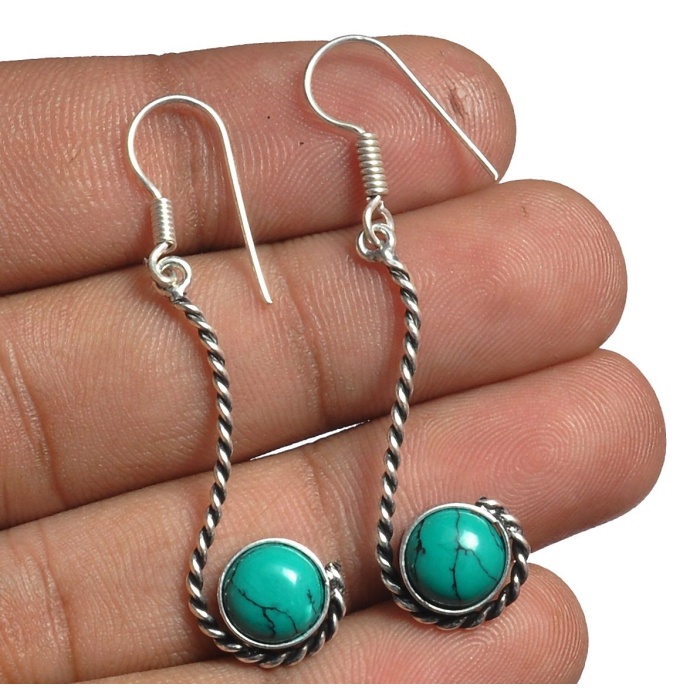 Turquoise Earring 925 Sterling Silver Plated Earring Jewelry E-8129 | Save 33% - Rajasthan Living 6