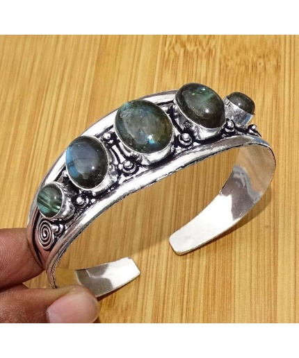 Labradorite Bracelet 925 Sterling Silver Plated Cuff Bangle Bracelet Bc-04-049 | Save 33% - Rajasthan Living
