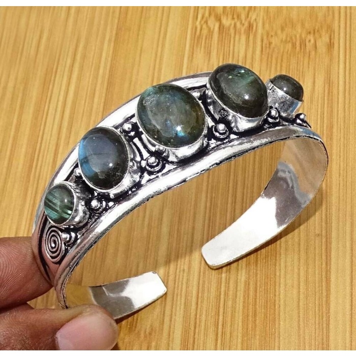 Labradorite Bracelet 925 Sterling Silver Plated Cuff Bangle Bracelet Bc-04-049 | Save 33% - Rajasthan Living 5