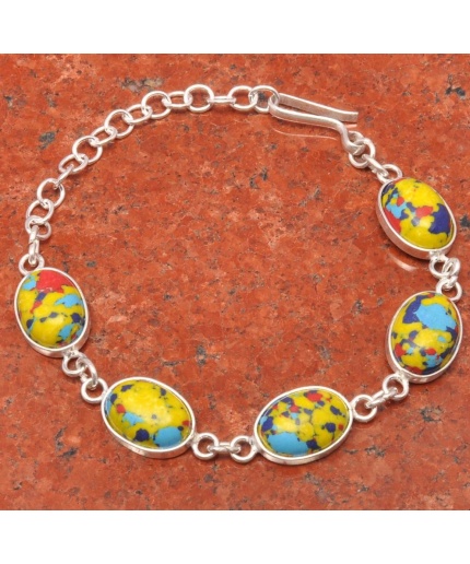 1pcs Mosaic Jasper Bracelet 925 Sterling Silver Plated Bracelet BA-10-119 | Save 33% - Rajasthan Living