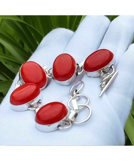 1pcs Coral Bracelet 925 Sterling Silver Plated Bracelet BA-10-132 | Save 33% - Rajasthan Living