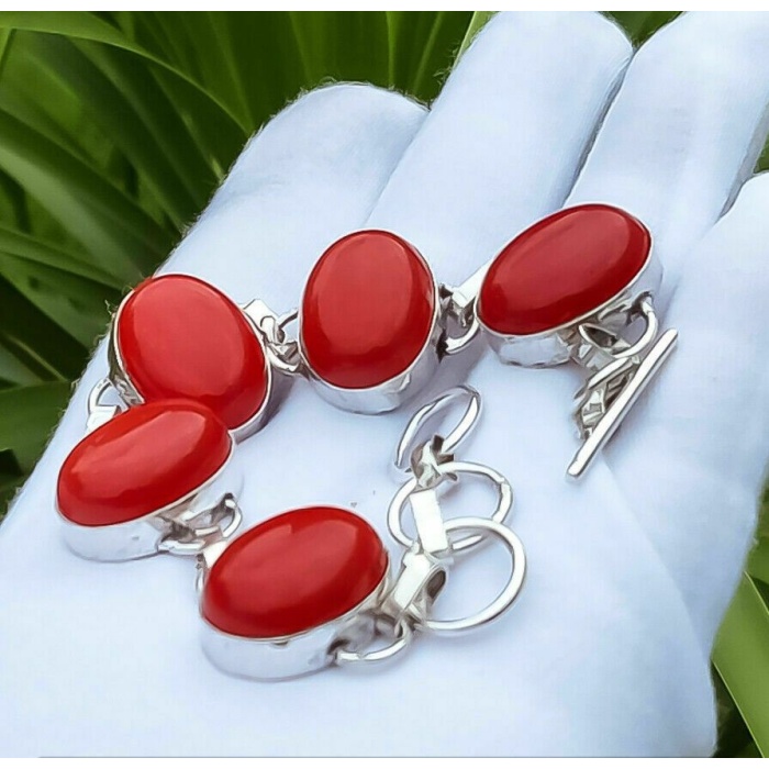 1pcs Coral Bracelet 925 Sterling Silver Plated Bracelet BA-10-132 | Save 33% - Rajasthan Living 5