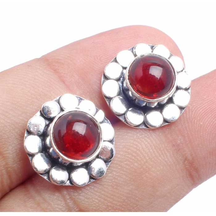 Garnet stud Earring 925 Sterling Silver Plated Earring Jewelry E-09-112 | Save 33% - Rajasthan Living 5