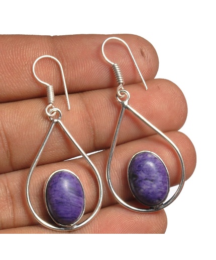 Charorite Earring 925 Sterling Silver Plated Earring Jewelry E-8146 | Save 33% - Rajasthan Living