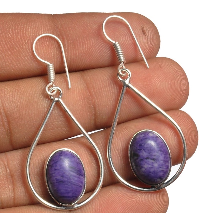 Charorite Earring 925 Sterling Silver Plated Earring Jewelry E-8146 | Save 33% - Rajasthan Living 5