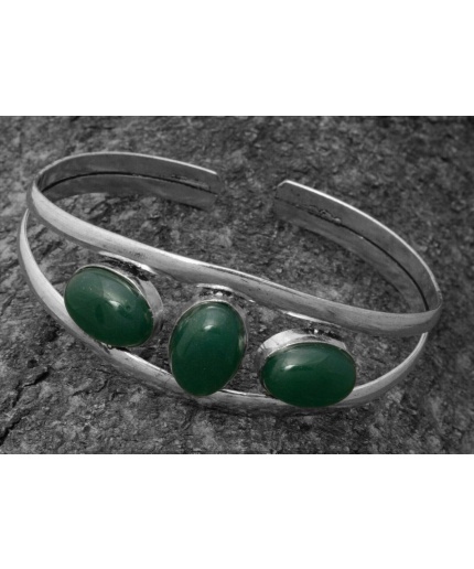 Green Onyx Bracelet 925 Sterling Silver Plated Cuff Bangle Bracelet BB-04-042 | Save 33% - Rajasthan Living