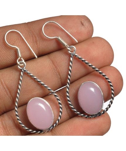 Rose Quartz Earring 925 Sterling Silver Plated Earring Jewelry E-8176 | Save 33% - Rajasthan Living