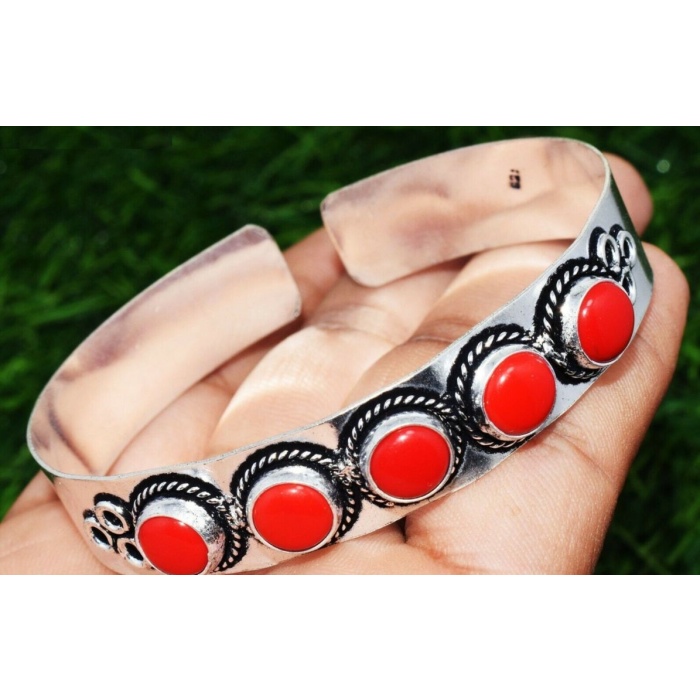 Coral Bracelet 925 Sterling Silver Plated Cuff Bangle Bracelet Bc-04-046 | Save 33% - Rajasthan Living 5