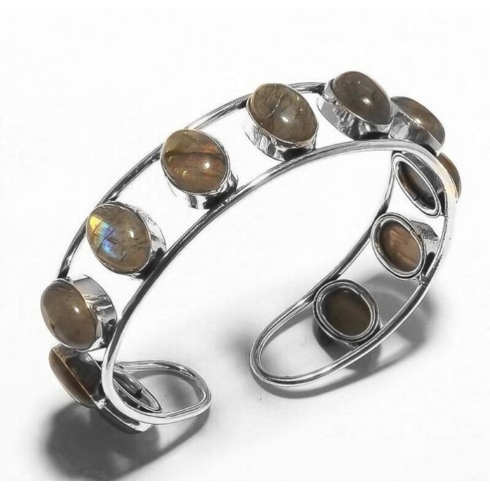 Labradorite Bracelet 925 Sterling Silver Plated Cuff Bangle Bracelet Bc-04-046 | Save 33% - Rajasthan Living 5