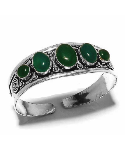 Green Onyx Bracelet 925 Sterling Silver Plated Cuff Bangle Bracelet BB-04-048 | Save 33% - Rajasthan Living