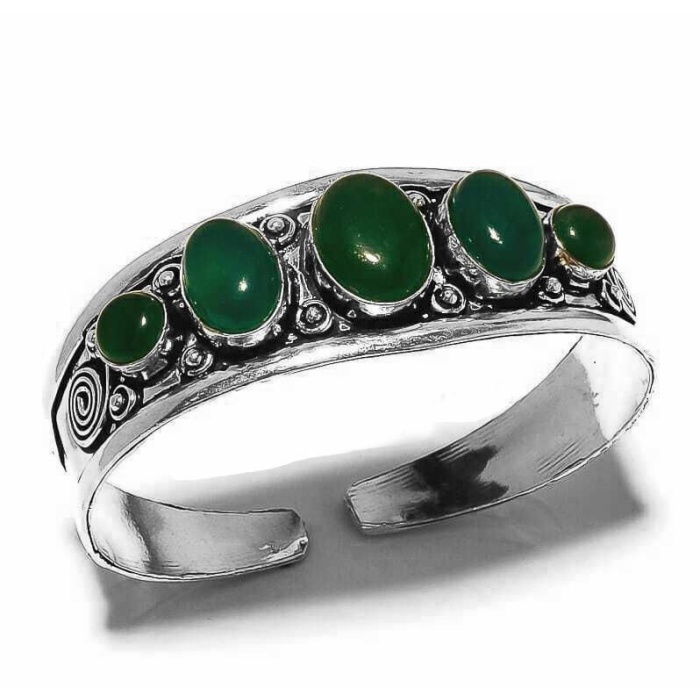 Green Onyx Bracelet 925 Sterling Silver Plated Cuff Bangle Bracelet BB-04-048 | Save 33% - Rajasthan Living 5