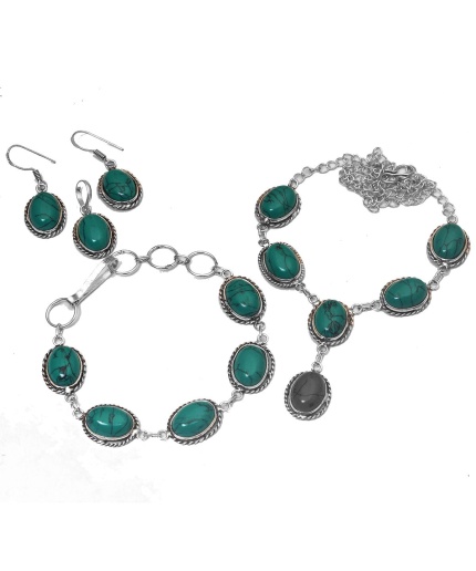 Turquoise 925 Silver Plated Necklace Bracelet Pendant Earring Sets N-490 | Save 33% - Rajasthan Living