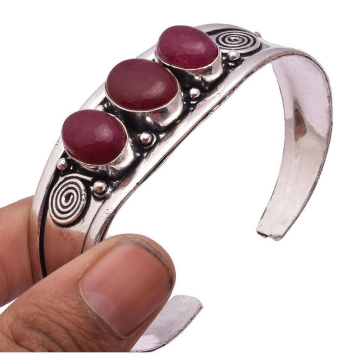 Ruby Bracelet 925 Sterling Silver Plated Cuff Bangle Bracelet Bc-04-045 | Save 33% - Rajasthan Living 5