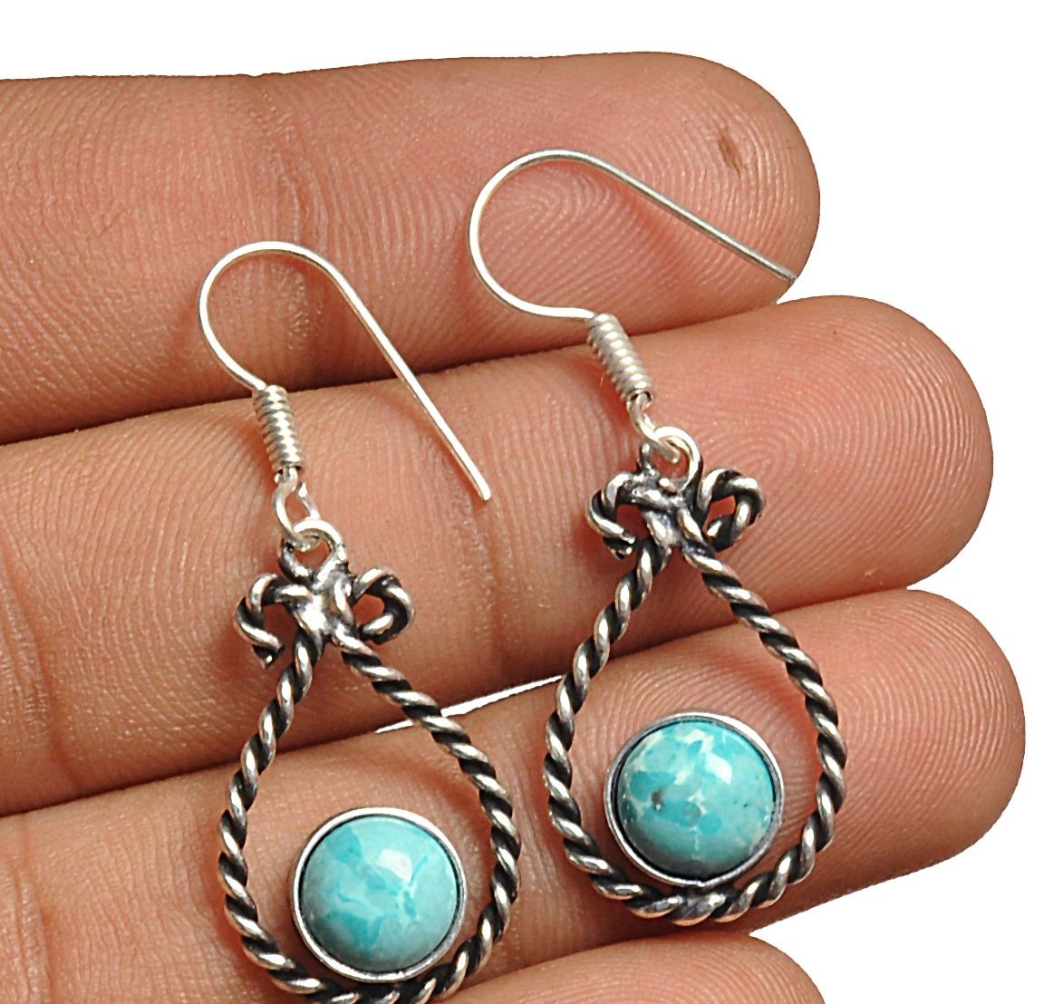 Larimar Earring 925 Sterling Silver Plated Earring Jewelry E-8128 | Save 33% - Rajasthan Living
