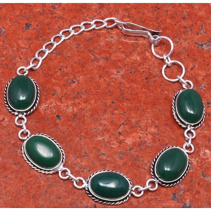 1pcs Green Onyx Bracelet 925 Sterling Silver Plated Bracelet BA-10-128 | Save 33% - Rajasthan Living 5