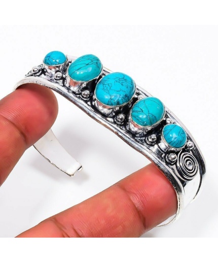 Turquoise Bracelet 925 Sterling Silver Plated Cuff Bangle Bracelet Bc-04-044 | Save 33% - Rajasthan Living