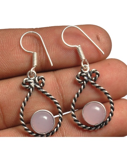 Rose Quartz Earring 925 Sterling Silver Plated Earring Jewelry E-8294 | Save 33% - Rajasthan Living