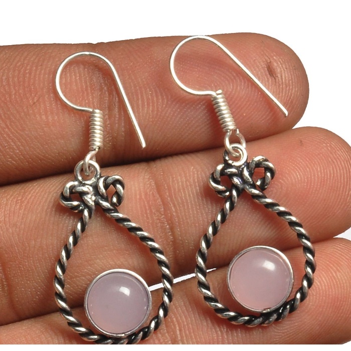 Rose Quartz Earring 925 Sterling Silver Plated Earring Jewelry E-8294 | Save 33% - Rajasthan Living 5