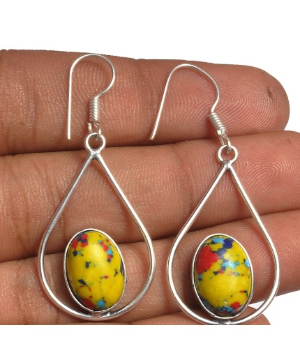 Yellow Mosaic Jasper Earring 925 Sterling Silver Plated Earring Jewelry E-8212 | Save 33% - Rajasthan Living